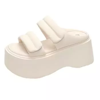 Модные новые летние женские толстые тапочки, шлепанцы, женская обувь на танкетке, женские пляжные тапочки на высокой платформе, черные сандалии 8 см 34 чёрный