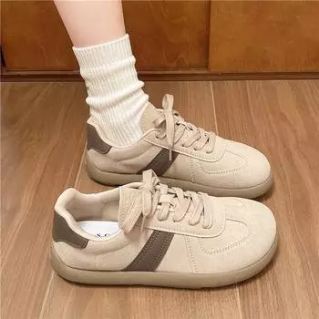 модные новые модные кроссовки для женщин на шнуровке, однотонные, 2024, высококачественные, с круглым носком, на плоской подошве, с женской обувью Zapatillas De Mujer 35 хаки