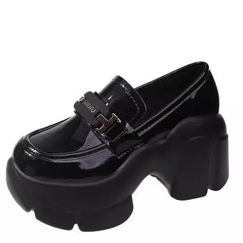 Модные новые модные мокасины для женщин в британском стиле, кожаные туфли на толстой подошве, школьные туфли в корейском стиле, Zapatillas Mujer 8 см 34 бежевый