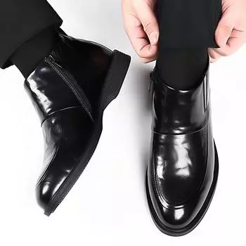 Модные новые модные мужские туфли из натуральной кожи ручной работы в стиле ретро, повседневные ботильоны класса люкс, деловые повседневные универсальные ботинки челси 38 чёрный