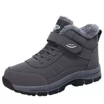 Модные новые мужские ботинки для снега большого размера с толстой подошвой и ворсом, толстые подошвы, удобные, противоскользящие, теплые мужские ботинки для снега 36