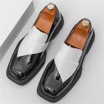 Модные Новые Мужские Черно-Белые Слипоны Повседневные Кожаные Туфли Мужские Лоферы Увеличивающие Рост Свадебное Платье Формальная Обувь 39