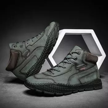 Модные новые мужские кроссовки для походов, сшитые вручную, повседневные кроссовки, легкие кроссовки для походов для мужчин, удобная мужская обувь для отдыха на открытом воздухе и прогулок 38 хаки