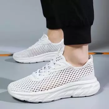 Модные новые мужские кроссовки, дышащие белые кроссовки для бега для мужчин, легкие удобные сетчатые туфли для ходьбы, теннисные туфли для мужчин 39 белый