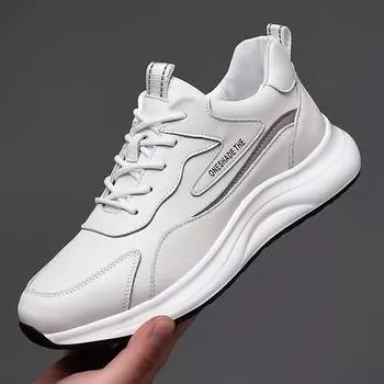 Модные новые мужские кроссовки из кожи на платформе, дизайнерские повседневные туфли с мягкой подошвой, весна-осень, модные мужские кроссовки Zapatos Para Hombre 38