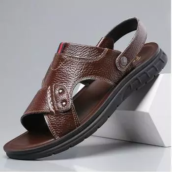 Модные новые мужские летние сандалии больших размеров, большие пляжные туфли, мягкие кожаные сандалии zapatos hombre zapatos hombre H169 36 коричневый