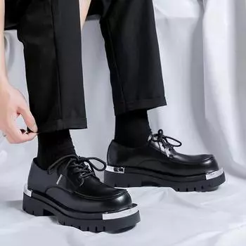 Модные новые мужские повседневные кожаные туфли на платформе, роскошные брендовые туфли для отдыха на открытом воздухе, модные элегантные деловые туфли-оксфорды, мужские формальные туфли 38 чёрный