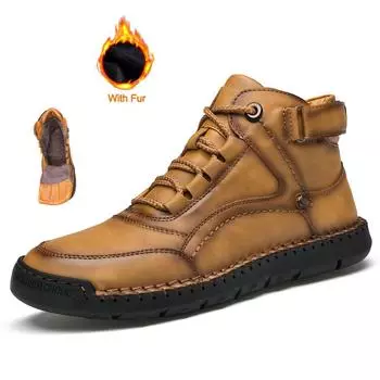 Модные новые мужские повседневные кроссовки для активного отдыха 2024 года, высококачественные кроссовки ручной работы из кожи, удобные дышащие зимние теплые ботинки 38