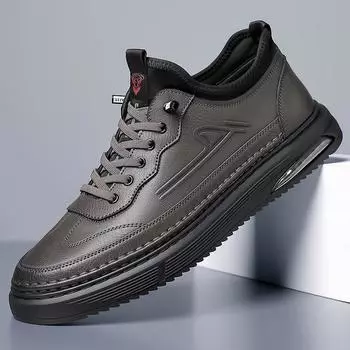 Модные новые мужские повседневные туфли из натуральной кожи, высококачественная спортивная обувь, минималистичные мужские туфли-оксфорды, толстая подошва, бесплатная доставка 38 чёрный