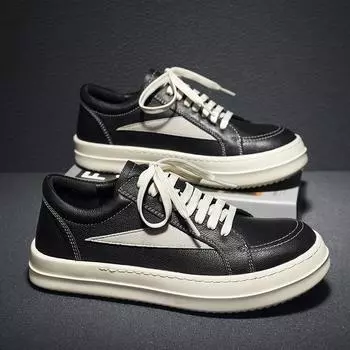 Модные новые мужские повседневные туфли из натуральной кожи высокого качества, роскошные туфли, удобные уличные кроссовки на шнуровке, нескользящие кроссовки для тенниса 38 чёрный