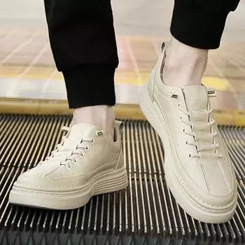 Модные новые мужские повседневные туфли из натуральной кожи, весна-осень, модные повседневные туфли на плоской подошве для скейтбординга, уличные трендовые кроссовки со шнуровкой 37 хаки