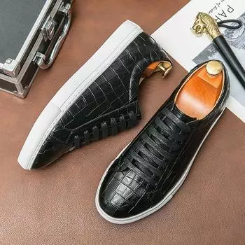 Модные новые мужские повседневные туфли из натуральной кожи, туфли-броги на шнуровке, простые белые мужские офисные деловые туфли, бесплатная доставка 38 чёрный