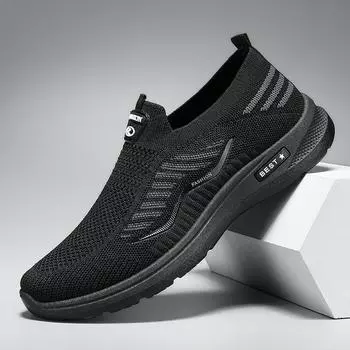Модные новые мужские повседневные туфли, классические, противоскользящие, с мягкой подошвой, удобные, дышащие, износостойкие кроссовки, нескользящие, ретро-обувь 39 чёрный