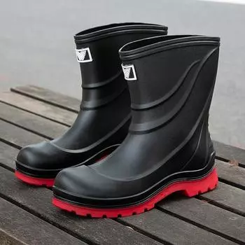 Модные новые мужские резиновые сапоги для походов на открытом воздухе, нескользящая обувь для пляжа, рыбалки, дождя, рабочая обувь, толстая подошва, прочная водонепроницаемая резиновая обувь 39