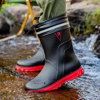 Модные новые мужские резиновые сапоги до середины голени для спорта на открытом воздухе, для езды на мотоцикле, резиновые туфли, нескользящие рабочие туфли для кухни 39