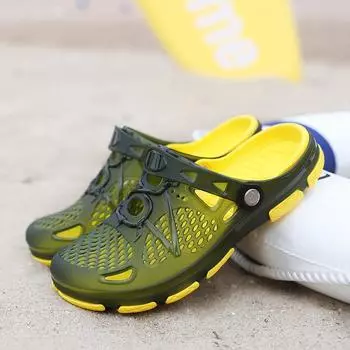 Модные новые мужские сандалии летние шлепанцы тапочки мужские уличные пляжные повседневные туфли дешевые мужские сандалии водные туфли Sandalia Masculina 38 зелёный