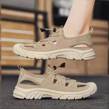 модные новые мужские сандалии походная обувь для походов летняя мужская повседневная обувь дышащие сетчатые спортивные сандалии удобная пляжная обувь 39 хаки