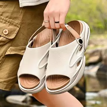 Модные новые мужские тапочки EVA удобные сандалии с мягкой подошвой на лето 2024 года мужская обувь для ходьбы в помещении и на открытом воздухе на пляже 39-40(25cm) хаки