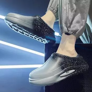 Модные новые мужские тапочки зимние плюс бархатные теплые нескользящие тапочки мужские модные универсальные популярные модели тапочек водонепроницаемая повседневная обувь 39 серый