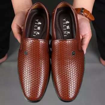 Модные новые мужские туфли из искусственной кожи, полые сандалии, летние дышащие туфли с отверстиями, мужские туфли без застежек, повседневные деловые туфли Zapatos De Hombre 38