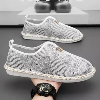 Модные новые мужские туфли из ткани в этническом стиле, дышащие туфли на плоской подошве, мужские повседневные мокасины, классические вышитые туфли в китайском стиле для кунг-фу 39