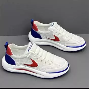 Модные новые мужские туфли, летние, дышащие, сетчатые, для спорта и отдыха, Форрест Гамп, бег, студенческие, универсальные, маленькие белые туфли Size 38- Female красный