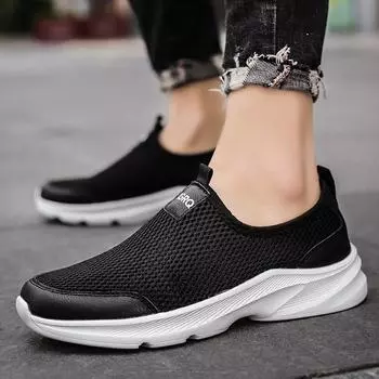 Модные новые мужские туфли, повседневные дышащие кроссовки для ходьбы, мужские мягкие легкие кроссовки для отдыха на открытом воздухе, модные мужские кроссовки большого размера 47 38 чёрный