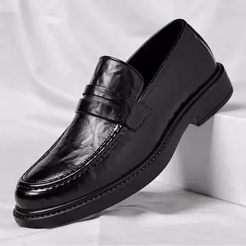 Модные новые мужские туфли, увеличивающие внутреннюю высоту, деловые повседневные кожаные туфли, мужские туфли без застежек высотой 6 см, низкие мужские туфли на одну ногу 38-44 38