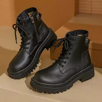 модные новые на открытом воздухе на шнуровке износостойкие женские ботинки осень-зима 2024 года с квадратным носком женские ботинки большого размера 43 Botas Mujer 35