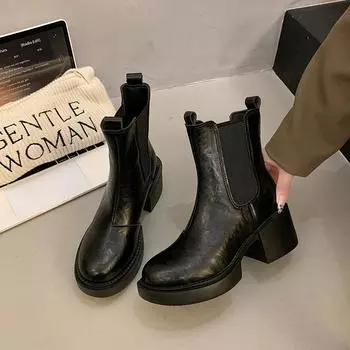 Модные новые нескользящие женские ботильоны осень-зима 2024 года, горячая распродажа, женские ботинки с круглым носком, модная женская обувь для отдыха на открытом воздухе, большой размер 35