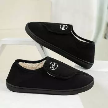 Модные новые оптовые зимние теплые домашние тапочки из нескользящего хлопка плюс утолщенная бархатная хлопковая обувь для улицы 36-37fit22.5cm-23cm коричневый