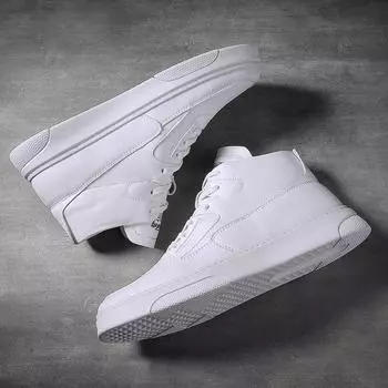 Модные новые осенние мужские ботинки, высококачественные туфли из искусственной кожи, модные ботильоны на шнуровке, белые кроссовки для мужчин, повседневная обувь с высоким верхом для мужчин 39 белый