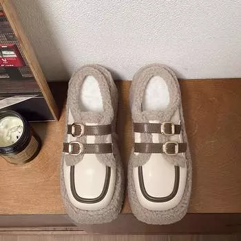 модные новые осенние женские тапочки с круглым носком на высоком каблуке для женщин на платформе для отдыха на танкетке с металлическим украшением 35 чёрный