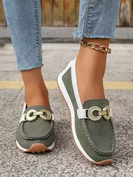 модные новые осенние женские туфли на плоской подошве с круглым носком на плоской подошве для женщин, туфли без застежек средней высоты, модные уличные нескользящие мокасины, туфли на платформе 36 светло-зеленый