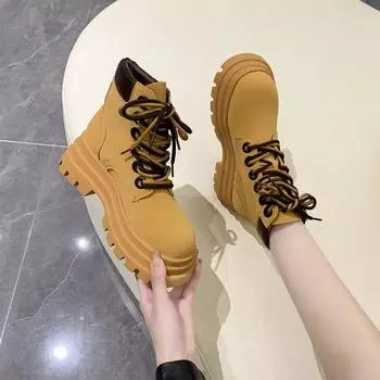 Модные новые осенние женские туфли, зимняя обувь, ботинки на шнуровке, женские, с круглым носком, женские, резиновые, для верховой езды, на высоком каблуке, рок, Лолита, большой размер 40 35 чёрный