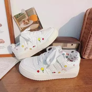 Модные новые повседневные белые туфли, свежие модные повседневные кроссовки, ретро-стиль, плоская подошва, женская обувь, трендовые дизайнерские кроссовки для женщин 35 белый