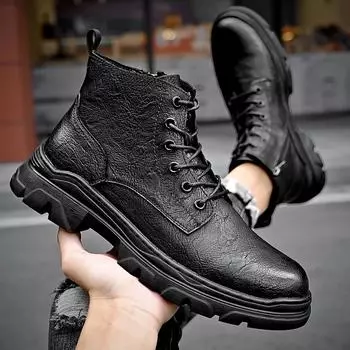 Модные новые повседневные туфли ручной работы для мужчин, уличные ботинки на шнуровке, высокие удобные кроссовки для мужчин, универсальные мотоциклетные ботинки 38 хаки