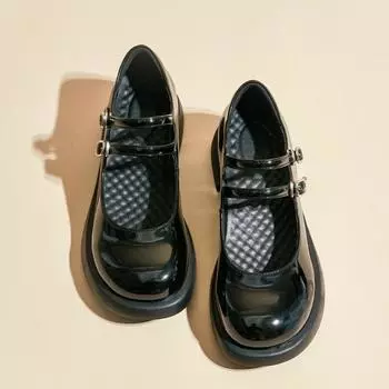 Модные новые роскошные женские туфли из натуральной кожи с мягкой подошвой, дышащие, JK Small, женские изысканные туфли Mary Jane 35 чёрный