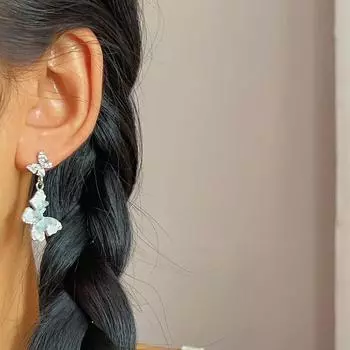 Модные новые серьги-бабочки с синим кристаллом, модные женские серьги-бабочки, ювелирные изделия для вечеринок, подарки