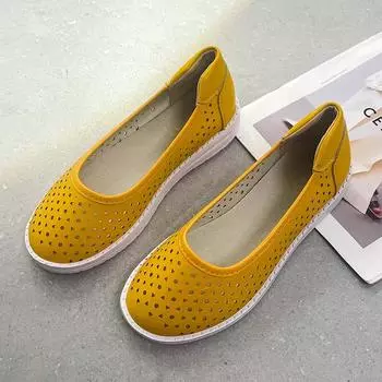 Модные новые специальные женские туфли на плоской подошве с круглым носком, повседневные, удобные, однотонные, легкие, пляжные женские туфли 36 жёлтый