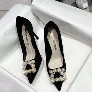 Модные новые стильные модные женские туфли со стразами, дизайнерские роскошные сексуальные туфли с острыми каблуками, элегантные удобные простые туфли для вечеринки, женские туфли-лодочки 34 чёрный