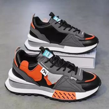 Модные новые стильные мужские кроссовки повседневные кожаные уличные спортивные туфли крутые модные дышащие износостойкие на платформе уличные мужские кроссовки 39 серый