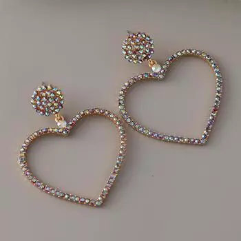 Модные новые стильные оригинальные серьги с полыми цветными бриллиантами в форме сердца для женщин, серьги, подарок на день рождения, подвески золотой