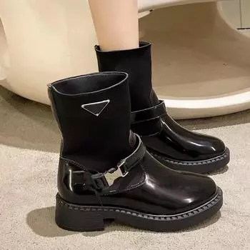 Модные новые тенденции на среднем каблуке, ботинки челси на платформе, женские туфли на щиколотке, гладиаторские повседневные готические мотоциклетные ботинки, зимние модные женские ботинки 35 чёрный