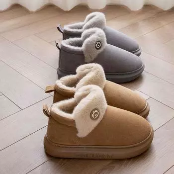 Модные новые теплые хлопковые туфли для осени и зимы, однотонные хлопковые туфли больших размеров, хлопковая обувь 36 чёрный