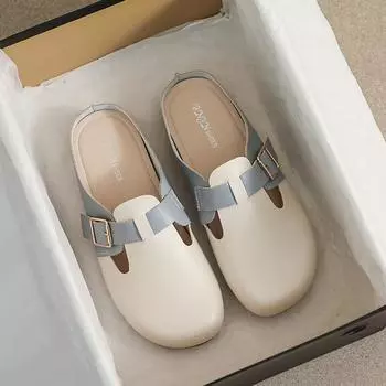 Модные новые туфли в британском стиле для женщин, тапочки для девочек, модные дизайнерские туфли на плоской подошве Birken, повседневные кожаные сандалии для улицы 35 синий