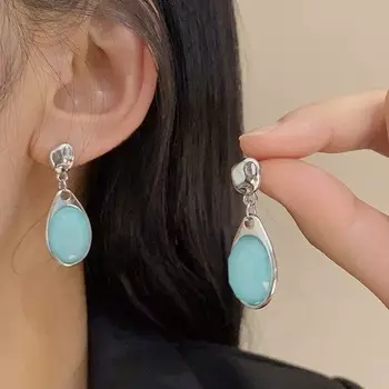 Модные новые зеленые серьги-подвески в виде капель воды, изысканные простые геометрические серьги, женские украшения для вечеринок, подарки как