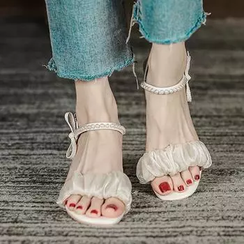 Модные новые женские босоножки на среднем каблуке, брендовые массивные туфли, весна-лето, роскошные туфли для вечеринок, женские шлепанцы, женские тапочки 43