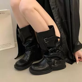 Модные новые женские ботильоны, износостойкие, нескользящие, зима 2024, горячая распродажа, женские ботинки с круглым носком, однотонная модная женская обувь 35 чёрный