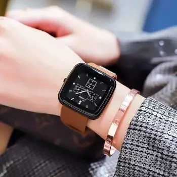 Модные новые женские часы с большим циферблатом и силиконовым ремешком, водонепроницаемые квадратные модные часы